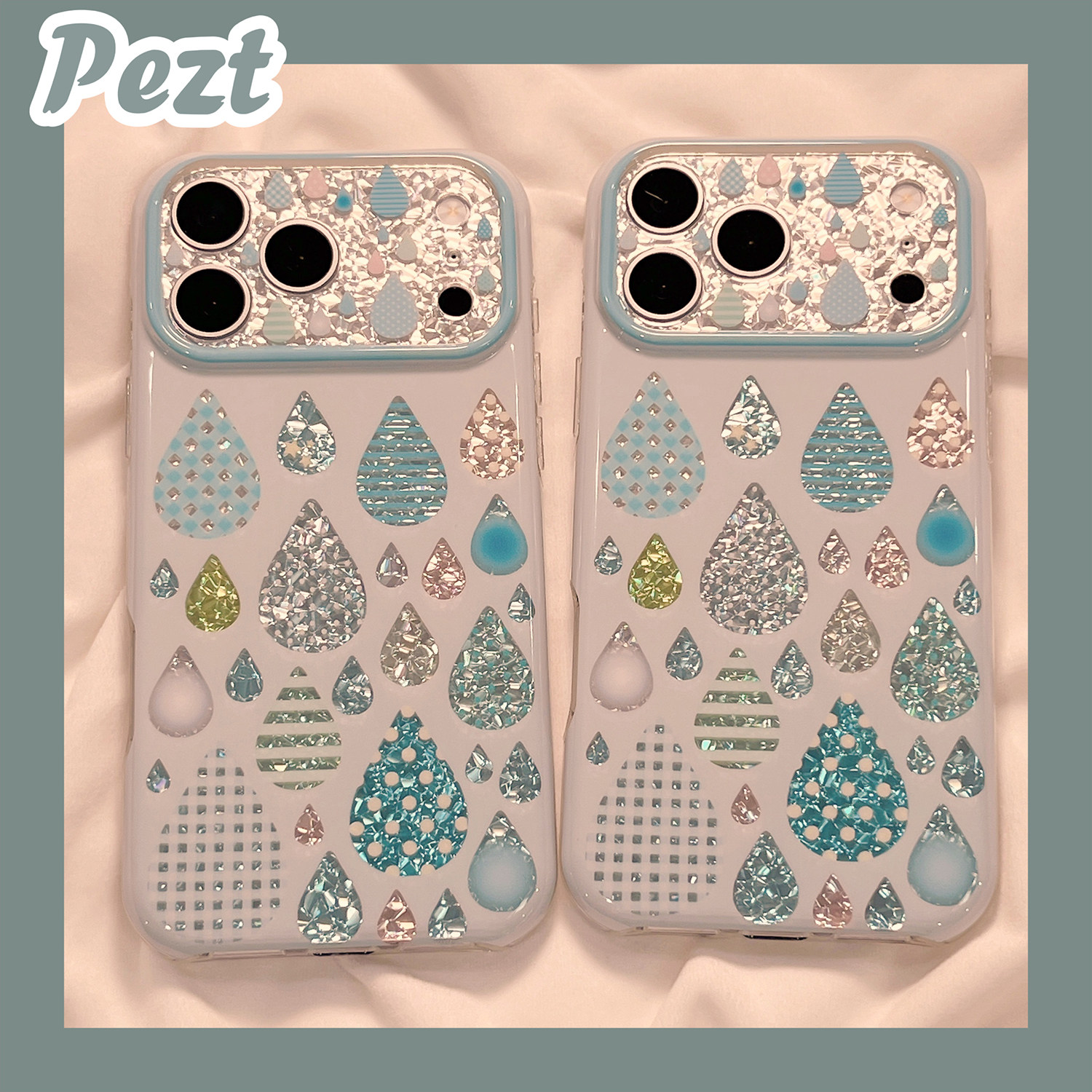 ins风多图案雨水蓝色适用苹果17Pro手机壳小众简约iphone18promax新款15Pro全包16Pro防摔保护套17女款极简16