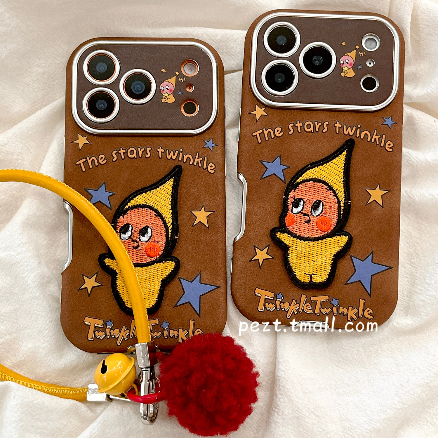 潮玩立体刺绣可爱星星人适用苹果17手机壳皮质iphone16promax绒布17promax新款带挂绳15Pro防摔14女款16全包,3C数码配件,手机保护套/壳,淘宝优惠券,粉丝福利购,淘宝优惠卷
