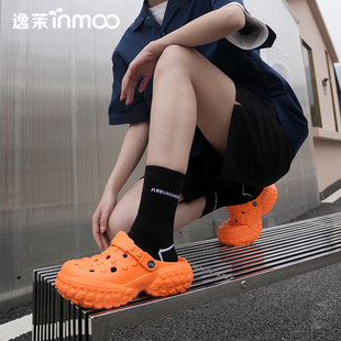 女外穿防滑防臭拖鞋 洞洞鞋 厚底包头EVA凉拖男潮 新款 逸茉2024夏季