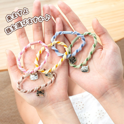 日本【金属猫头】HAPiNS可爱拼色头绳高弹力皮筋女生扎头发绳发圈