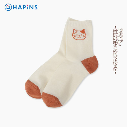 HAPiNS可爱猫咪中筒袜透气卡通春夏季外穿可爱治愈夏季三花猫
