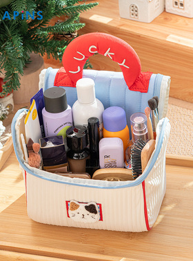 【猫咪房子化妆包】HAPiNS大容量便携式手提包软萌少女系列收纳袋