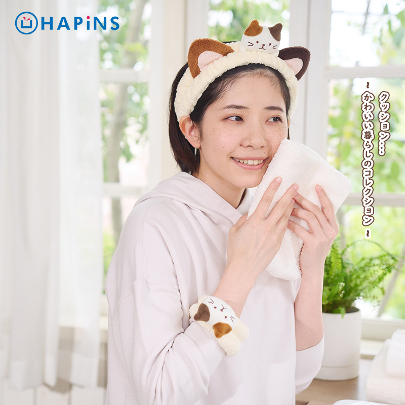 日本HAPiNS洗脸专用发箍女毛绒头箍压发化妆可爱发卡束发带头饰