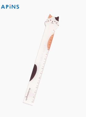 HAPiNS猫直尺尺子套装多功能波浪尺15cm学习文具亚克力刻度尺