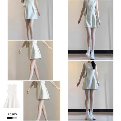 白色无袖背心洋装女2026夏季新款高级感收腰裙子显瘦小白裙短裙