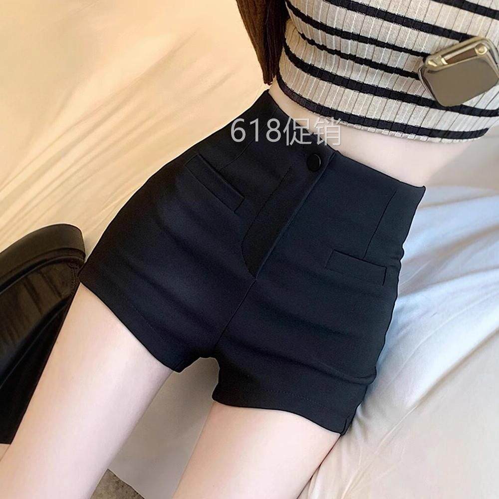 高级感黑色西装短裤女2026夏季新款高腰修身显瘦热裤紧身辣妹裤子