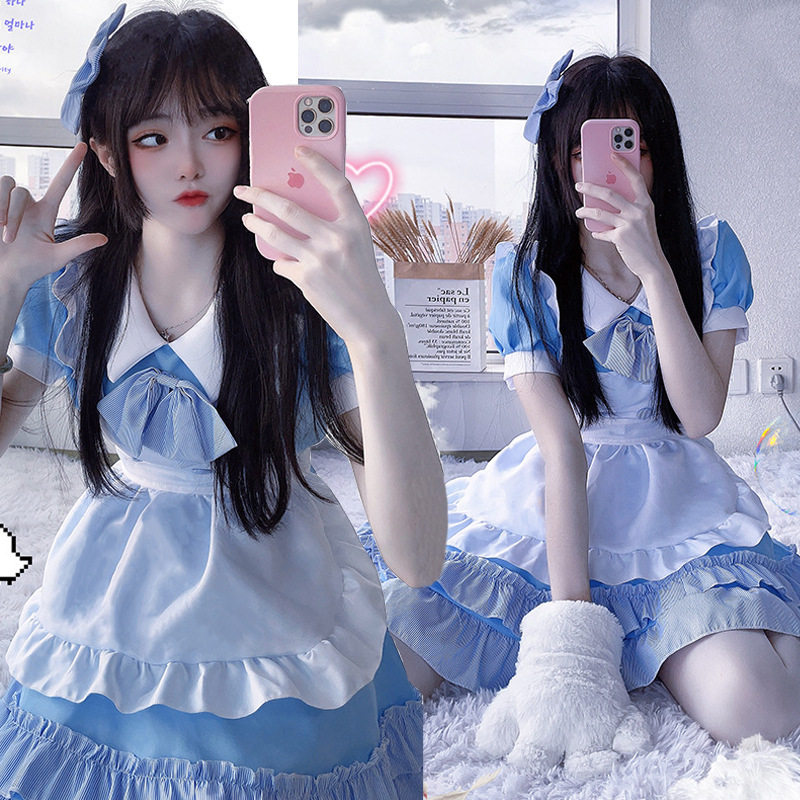 动漫二次元蓝白女仆装cosplay洛丽塔软妹女佣装日系少女连衣裙子