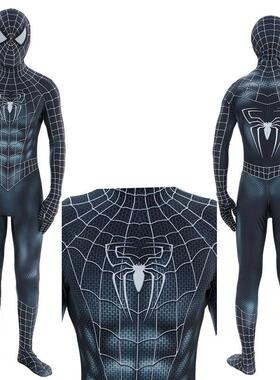 托比马奎尔黑色毒液托比蜘蛛侠服装cosplay外贸万圣节服装紧身衣