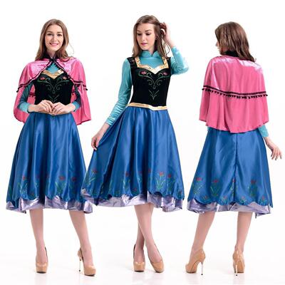 外贸欧美角色扮演童话故事冰雪奇缘安娜公主服装梦幻演出服舞台装