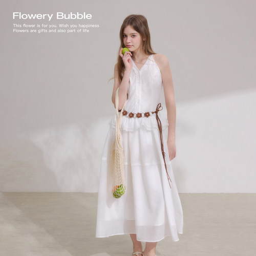 FloweryBubble荷叶边显瘦连衣裙