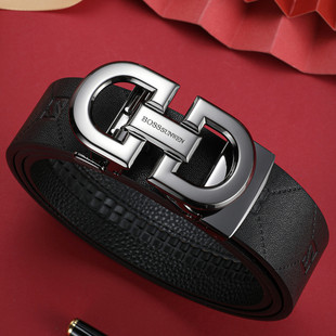 正品博斯绅威BOSSsunwen植鞣头层牛皮皮带自动扣高质感裤腰带礼盒