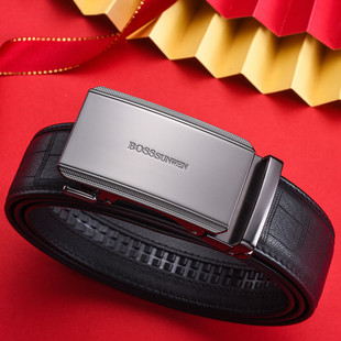 博斯绅威BOSSSUNWEN轻奢鹿皮高端男士皮带真皮自动扣裤腰带送老公