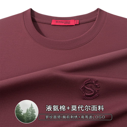 博斯·绅威莫代尔刺绣短袖男T恤