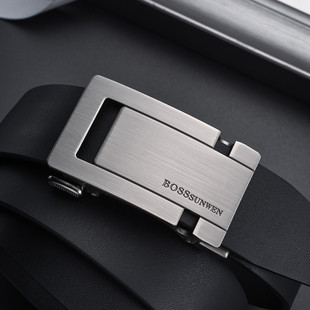 博斯绅威BOSSSUNWEN年轻人男士皮带自动扣头层牛皮裤带腰带送男友