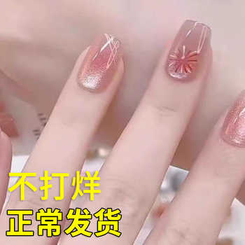 穿戴甲美甲贴片假指甲短款炫彩烟花显白喜娘甲高级感网红爆款热卖