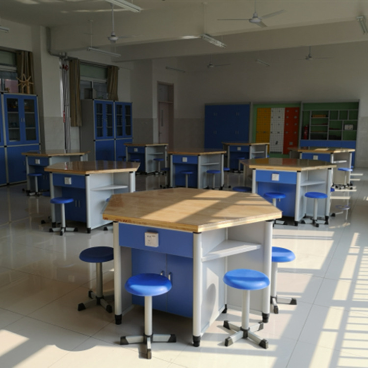 学校学生铝架实验六角桌科学六边桌电脑桌功能室桌子物理化学实验