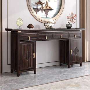 新中式乌金木实木条案供桌农村堂屋家用八仙桌香案神台中堂六件套