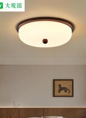 大观园中古风美式卧室灯法式玻璃书房餐厅灯房间吸顶中山灯具357L