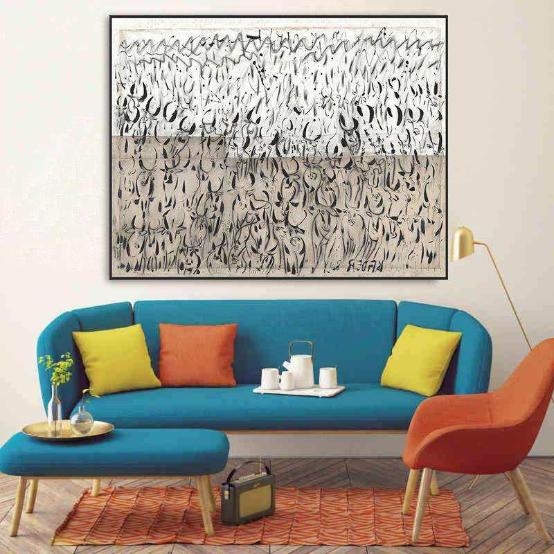 纯手绘油画现代简约抽象色块厚肌理立体装饰玄关售楼处挂画