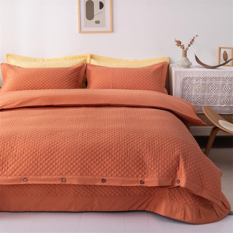 2022新款全棉绗缝被四件套水洗棉纯棉夹棉绗缝床盖款加厚床单