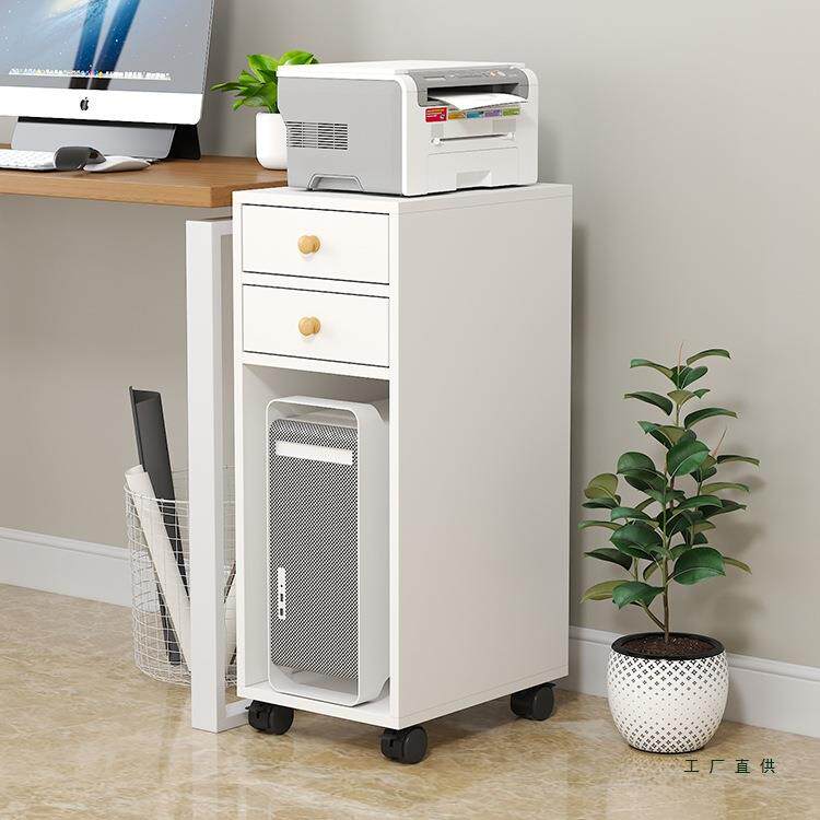 桌边可移动落地带门主机柜收纳柜子台式带锁电脑主机架打印机架子