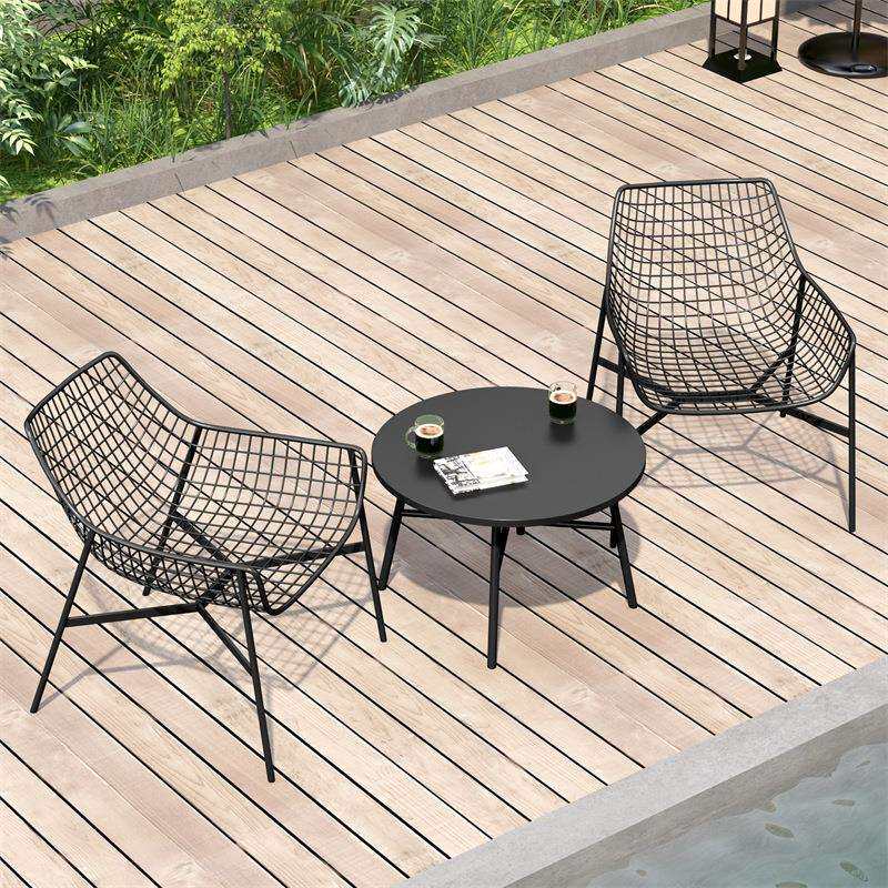 现代简约户外一桌二椅组合网红民宿露天休闲餐桌室外庭院外摆圆桌