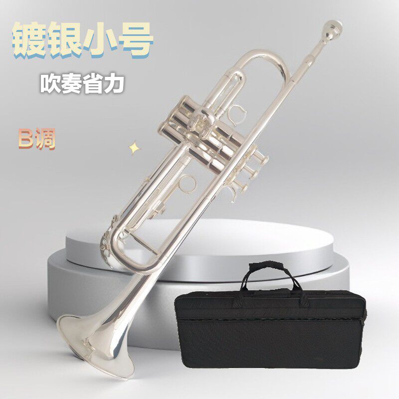 小号乐器厂家批发哈麦伦镀银降B调三音小号初学演奏批发西洋