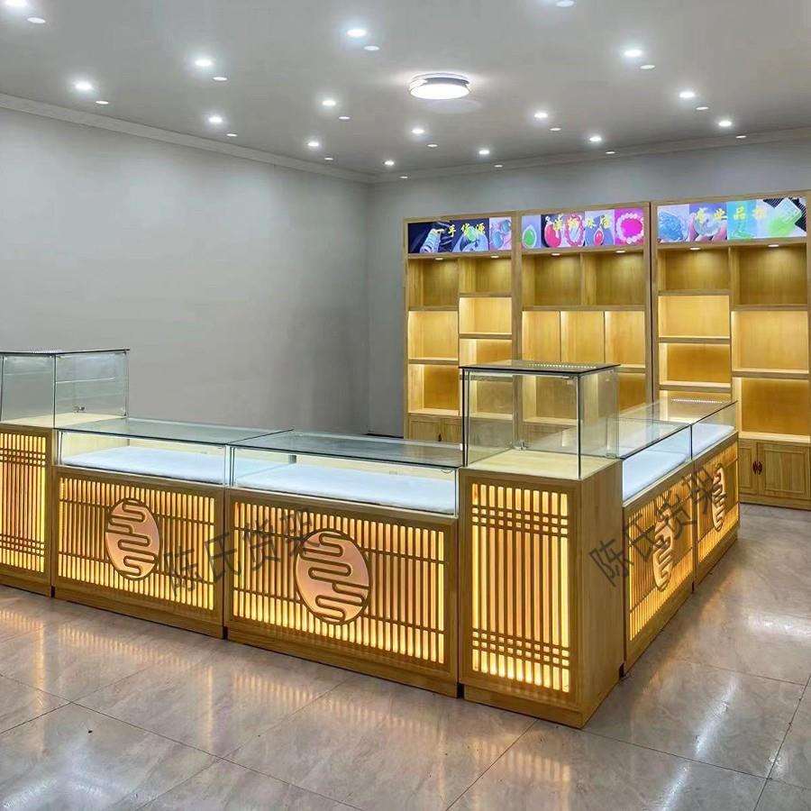 中式实木珠宝展示柜翡翠玉器首饰银饰玻璃柜台字画古玩陈列柜D制