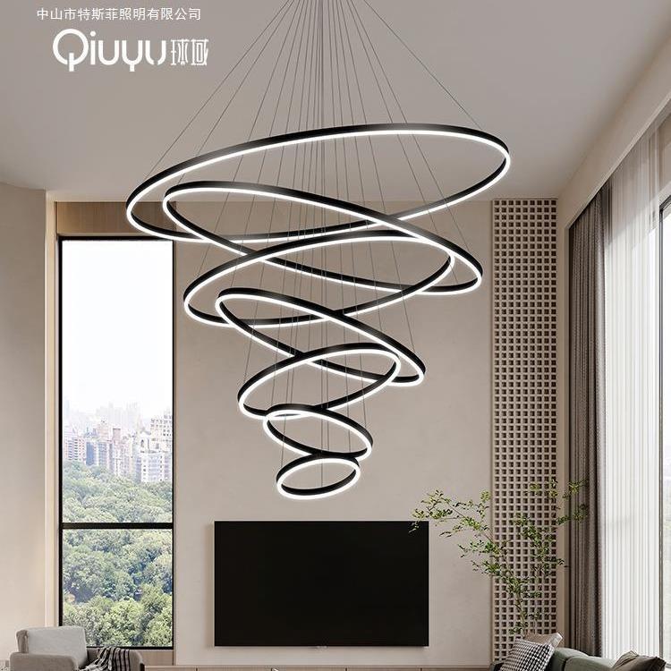 复式楼大吊灯挑空客厅吊灯别墅楼梯灯轻奢跃层挑高楼中楼大厅吊灯