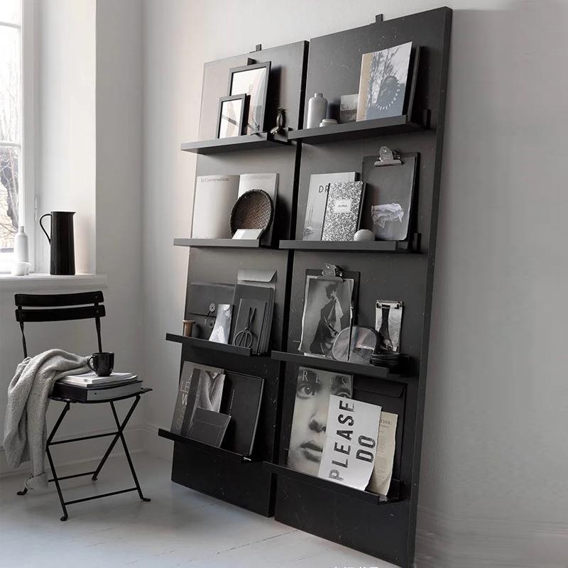 中古杂志架大小户型客厅书架书柜展示架黑色落地置物架简约书报架