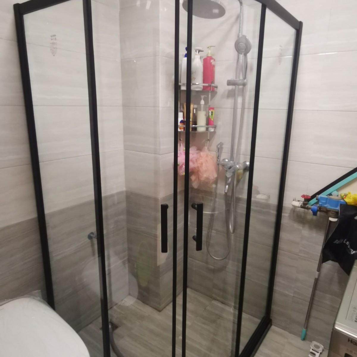 色卫生间隔断淋浴房一字形干湿分离整体浴室玻璃门定