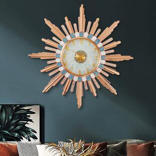 光芒万丈挂钟轻奢贝壳时钟客厅高档大气钟饰静音软装钟表创意壁钟