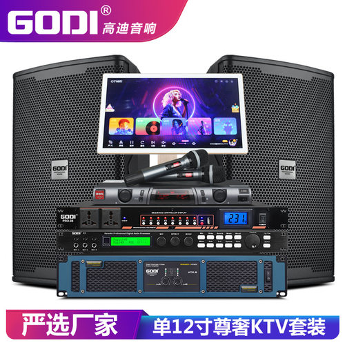 GODI 专业KTV音响套装单12寸家庭卡拉OK酒吧舞台音箱点歌机全套