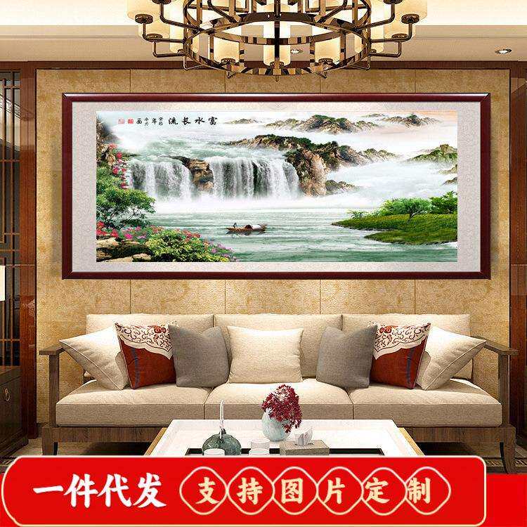 2018新款5d钻石画富水长流十字绣满钻石绣风景画流水生财客厅大幅