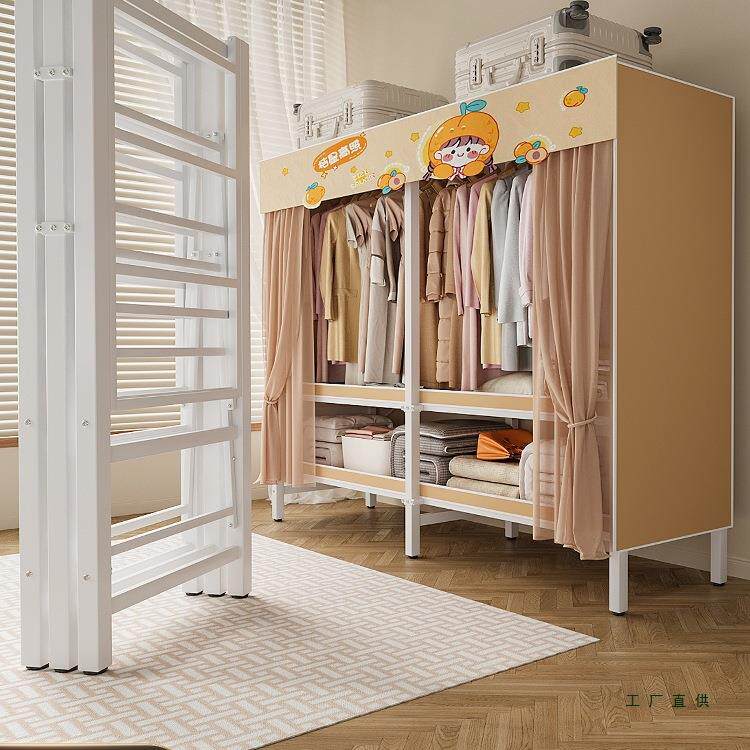 衣柜卧室家用简易布衣柜一体免安装折叠柜子出租房用衣橱结实耐用