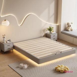 悬浮床无床头床排骨架床小户型实木床架子榻榻米主卧大床悬空皮床