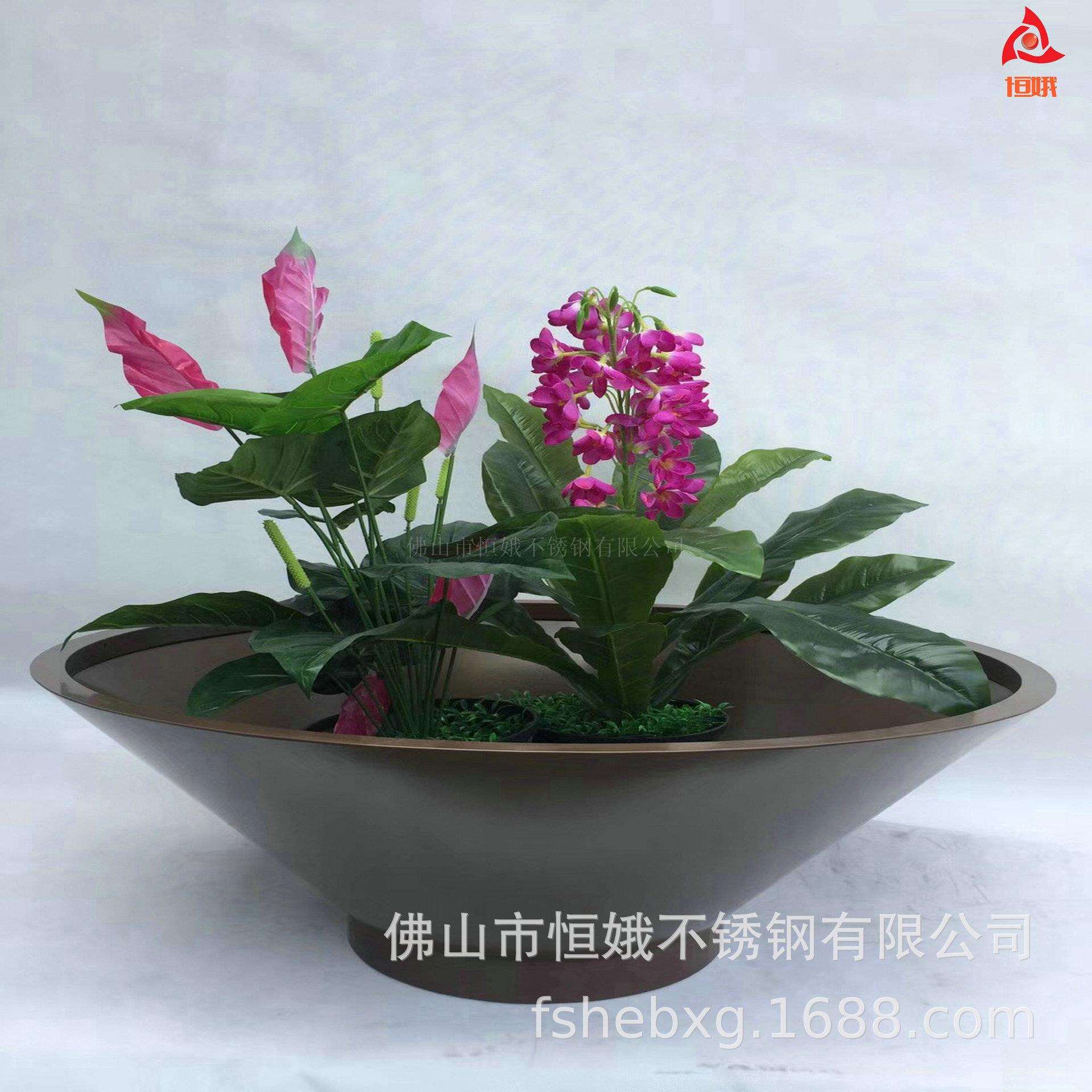 304不锈钢花盆户外镀锌板烤漆花箱圆形花钵