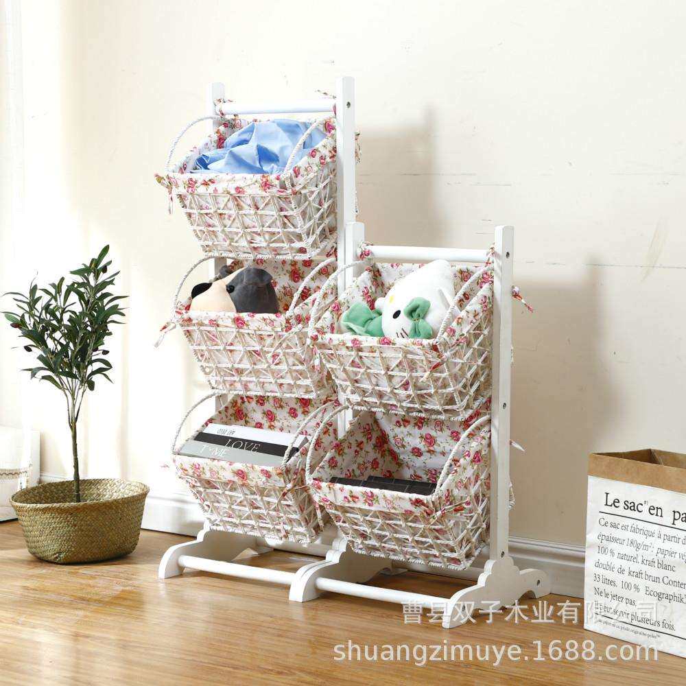 直销田园客厅花架吊篮藤编书报架收纳篮杂志架置物架花篮