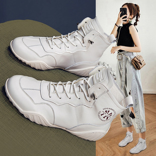 小白鞋女2023年春秋马丁鞋新款百搭运动网红高帮鞋休闲学生单鞋子