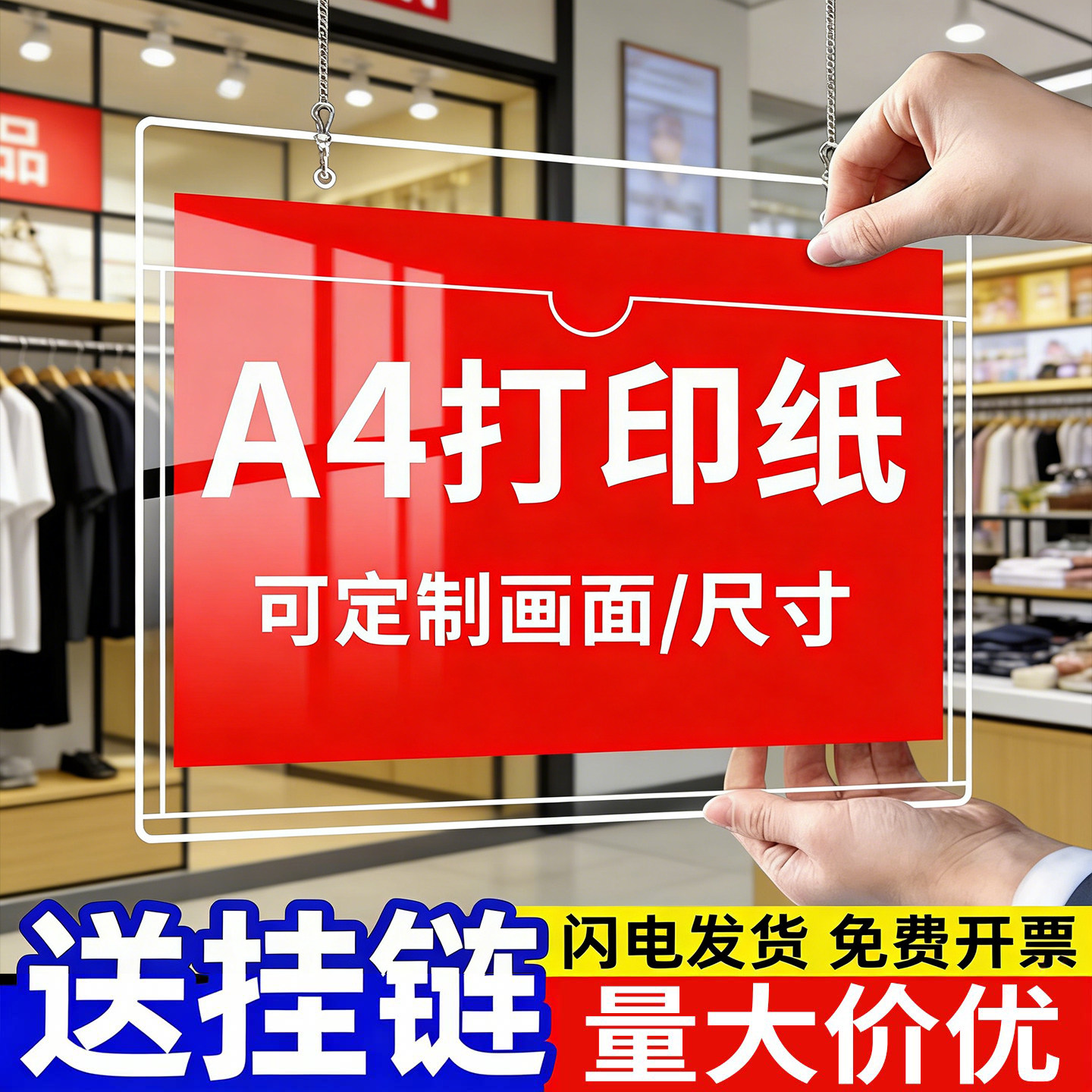 亚克力悬挂吊牌定制卡槽分区牌标识牌A4尺寸可更换a3a5广告牌挂牌工厂仓库房货架指引牌车间指示牌挂式提示牌