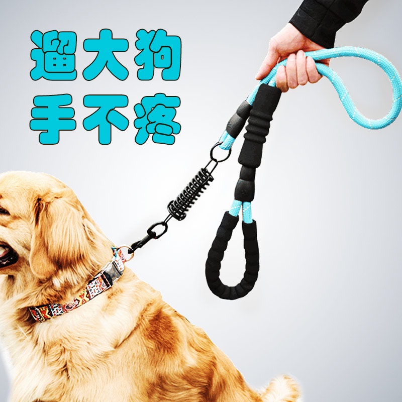 狗狗牵引绳大型犬P链防爆冲中型r犬遛狗绳子 金毛边牧狗狗用品狗