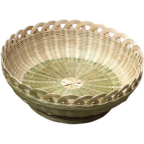 荷花竹编制品农家形水果篮干果托盘蔬菜手工簸箕家用收纳客厅筐子