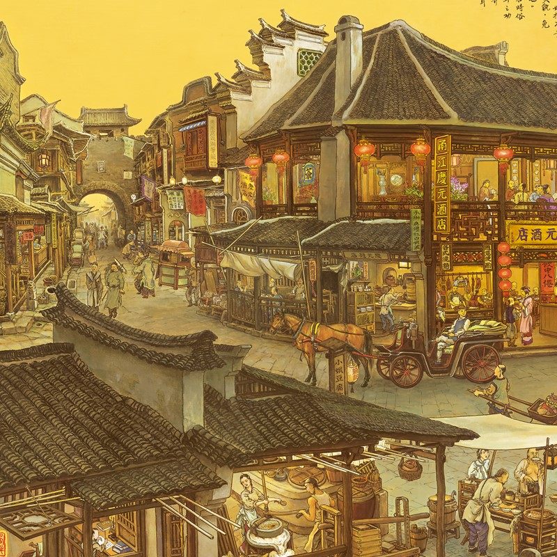 张孝友 r南乡旧梦图 江南旧梦 国画山水画 人物风景 高清纳米微喷