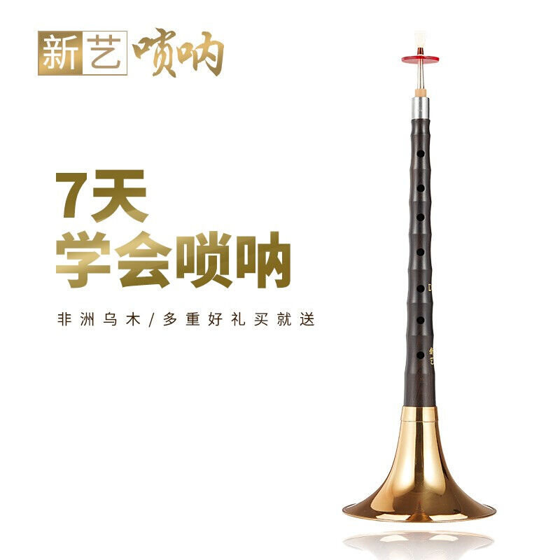 新艺演奏专业乌木黑檀木黄碗唢呐全套d调初学者小号喇叭