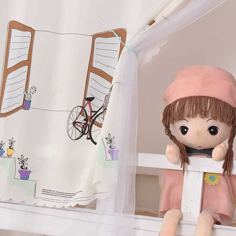 学生宿舍一体式床帘蚊帐下铺女上铺1.8m床韩式挡风帘男寝室遮光布