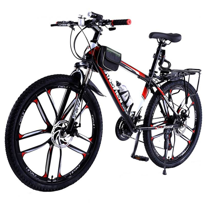 30速学生青少年越野山地自行车一体轮双碟刹男变速成人女式单车轻