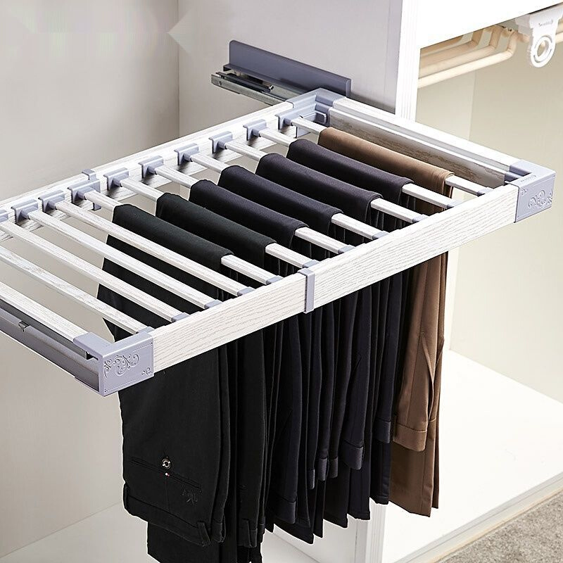 极速衣柜拉篮伸缩家用挂裤子架多功能裤抽L柜内抽拉裤架裤推拉五