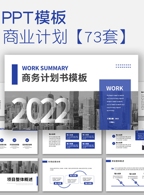 商业计划ppt模板策划书简约汇报大气蓝色项目工作总结产品发布