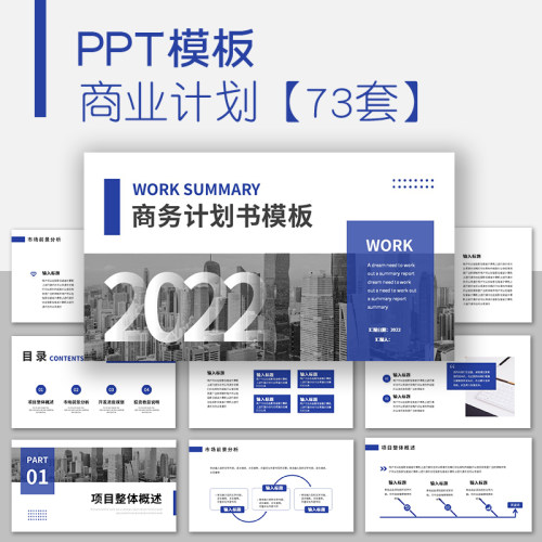 商业计划ppt模板策划书简约汇报大气蓝色项目工作总结产品发布