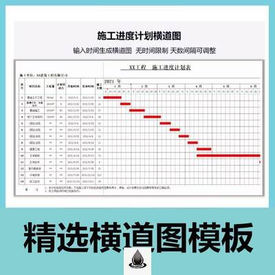 施工进度计划表横屏横道图输入时间限制天数间隔可调整全套模板